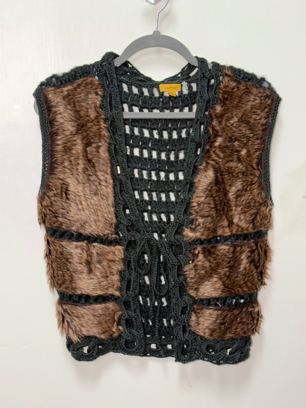 Lulumari Boho Faux Fur Crochet Vest